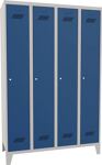 Garderobenschank m.Füßen u.Zyl.H1850xB1200xT500mm lichtgrau/blau 4 Abt.PAVOY