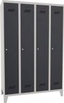 Garderobenschank m.Füßen u.Zyl.H1850xB1200xT500mm lichtgrau/grau 4 Abt.PAVOY