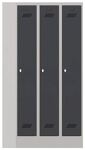 Garderobenschank m.Drehriegel H1850xB900xT500mm lichtgrau/grau 3 Abt.PAVOY