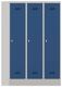Garderobenschank m.Drehriegel H1850xB1200xT500mm lichtgrau/blau 3 Abt.PAVOY