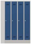 Garderobenschank m.Drehriegel H1850xB1200xT500mm lichtgrau/blau 4 Abt.PAVOY