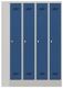 Garderobenschank m.Drehriegel H1850xB1200xT500mm lichtgrau/blau 4 Abt.PAVOY