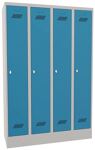 Garderobenschank m.Drehriegel H1850xB1200xT500mm lichtgrau/lichtblau 4 Abt.PAVOY