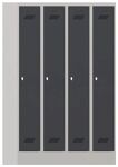 Garderobenschank m.Drehriegel H1850xB1200xT500mm lichtgrau/grau 4 Abt.PAVOY