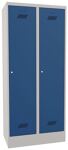 Garderobenschrank m.Zyl.H1850xB800xT500mm lichtgrau/enzianblau 2 Abt.