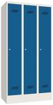 Garderobenschrank m.Zyl.H1850xB900xT500mm lichtgrau/enzianblau 3 Abt.
