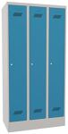 Garderobenschrank m.Zyl.H1850xB900xT500mm lichtgrau/lichtblau 3 Abt.