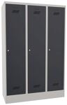 Garderobenschrank m.Zyl.H1850xB1200xT500mm lichtgrau/anthrazitgrau 3 Abt.