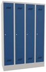 Garderobenschrank m.Zyl.H1850xB1200xT500mm lichtgrau/enzianblau 4 Abt.