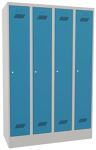 Garderobenschrank m.Zyl.H1850xB1200xT500mm lichtgrau/lichtblau 4 Abt.