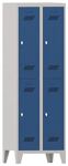 Garderobenschrank m.Drehriegel H1850xB600xT500mm lichtgrau/enzianblau, 4 Abt.