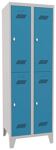 Garderobenschrank m.Drehriegel H1850xB600xT500mm lichtgrau/lichtblau, 4 Abt.