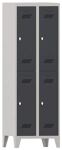 Garderobenschrank m.Drehriegel H1850xB600xT500mm lichtgrau/anthrazitgrau, 4 Abt.