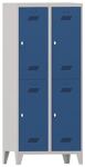 Garderobenschrank m.Drehriegel H1850xB800xT500mm lichtgrau/enzianblau, 4 Abt.