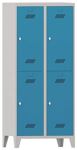 Garderobenschrank m.Drehriegel H1850xB800xT500mm lichtgrau/lichtblau, 4 Abt.