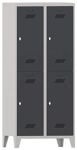 Garderobenschrank m.Drehriegel H1850xB800xT500mm lichtgrau/anthrazitgrau, 4 Abt.