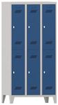 Garderobenschrank m.Drehriegel H1850xB900xT500mm lichtgrau/enzianblau, 6 Abt.