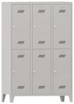 Garderobenschrank m.Drehriegel H1850xB1200xT500mm lichtgrau/lichtgrau, 6 Abt.