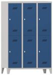 Garderobenschrank m.Drehriegel H1850xB1200xT500mm lichtgrau/enzianblau, 6 Abt.