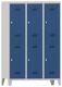 Garderobenschrank m.Drehriegel H1850xB1200xT500mm lichtgrau/enzianblau, 6 Abt.