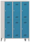 Garderobenschrank m.Drehriegel H1850xB1200xT500mm lichtgrau/lichtblau, 6 Abt.