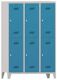 Garderobenschrank m.Drehriegel H1850xB1200xT500mm lichtgrau/lichtblau, 6 Abt.