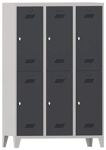 Garderobenschrank m.Drehriegel H1850xB1200xT500mm lichtgrau/anthrazitgrau,6 Abt.