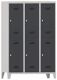 Garderobenschrank m.Drehriegel H1850xB1200xT500mm lichtgrau/anthrazitgrau,6 Abt.