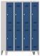 Garderobenschrank m.Drehriegel H1850xB1200xT500mm lichtgrau/enzianblau, 8 Abt.