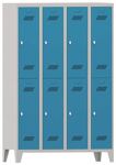 Garderobenschrank m.Drehriegel H1850xB1200xT500mm lichtgrau/lichtblau, 8 Abt.