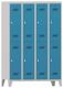 Garderobenschrank m.Drehriegel H1850xB1200xT500mm lichtgrau/lichtblau, 8 Abt.