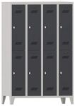 Garderobenschrank m.Drehriegel H1850xB1200xT500mm lichtgrau/anthrazitgrau,8 Abt.