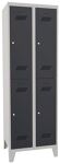 Garderobenschrank m.Zyl.H1850xB600xT500mm lichtgrau/anthrazitgrau 4 Abt.