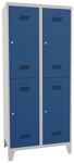 Garderobenschrank m.Zyl.H1850xB800xT500mm lichtgrau/enzianblau 4 Abt.