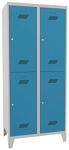 Garderobenschrank m.Zyl.H1850xB800xT500mm lichtgrau/lichtblau 4 Abt.