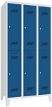 Garderobenschrank m.Zyl.H1850xB900xT500mm lichtgrau/enzianblau 6 Abt.