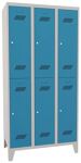 Garderobenschrank m.Zyl.H1850xB900xT500mm lichtgrau/lichtblau 6 Abt.