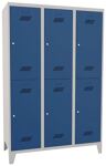 Garderobenschrank m.Zyl.H1850xB1200xT500mm lichtgrau/enzianblau 6 Abt.