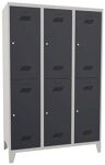 Garderobenschrank m.Zyl.H1850xB1200xT500mm lichtgrau/anthrazitgrau 6 Abt.