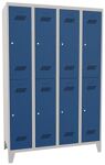 Garderobenschrank m.Zyl.H1850xB1200xT500mm lichtgrau/enzianblau 8 Abt.