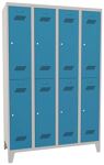 Garderobenschrank m.Zyl.H1850xB1200xT500mm lichtgrau/lichtblau 8 Abt.