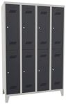 Garderobenschrank m.Zyl.H1850xB1200xT500mm lichtgrau/anthrazitgrau 8 Abt.