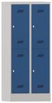 Garderobenschrank H1850xB800xT500mm lichtgrau/enzianblau 4 Abt.