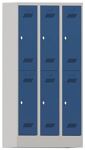 Garderobenschrank H1850xB900xT500mm lichtgrau/enzianblau 6 Abt.