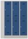 Garderobenschrank H1850xB1200xT500mm lichtgrau/enzianblau 6 Abt.