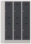 Garderobenschrank H1850xB1200xT500mm lichtgrau/anthrazitgrau 6 Abt.