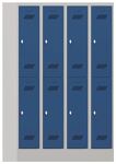 Garderobenschrank H1850xB1200xT500mm lichtgrau/enzianblau 8 Abt.