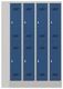 Garderobenschrank H1850xB1200xT500mm lichtgrau/enzianblau 8 Abt.