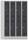 Garderobenschrank H1850xB1200xT500mm lichtgrau/anthrazitgrau 8 Abt.