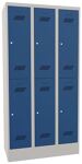 Garderobenschrank H1850xB900xT500 lichtgrau/enzianblau 6 Abt.